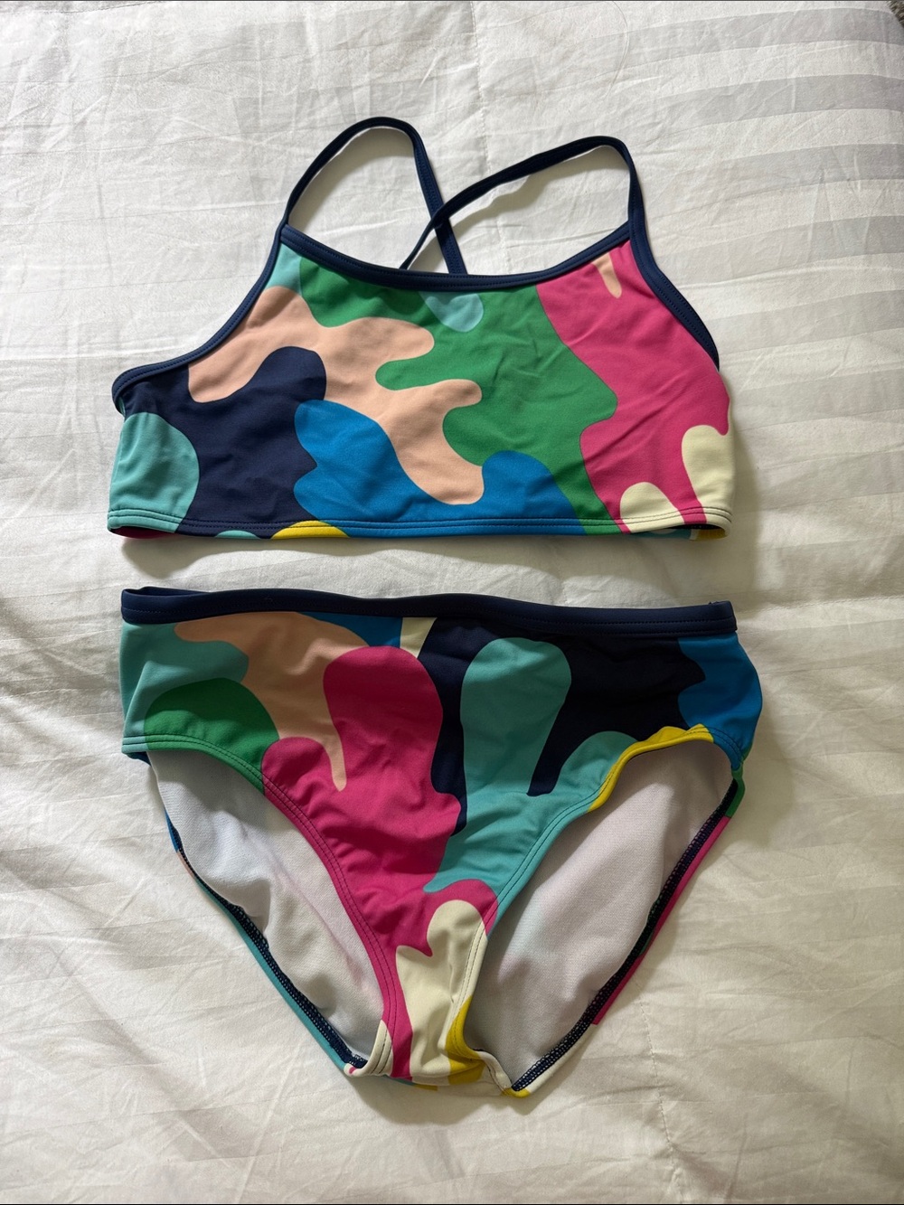 Mini Boden Multicolor Abstract Camouflage Two-Piece Swim Set